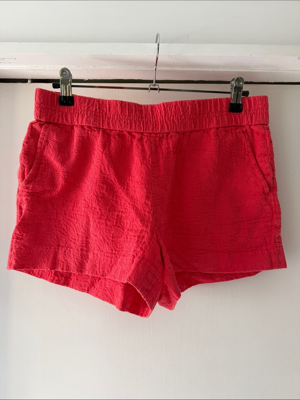 J Crew Red Textured Elastic Waist Shorts 6